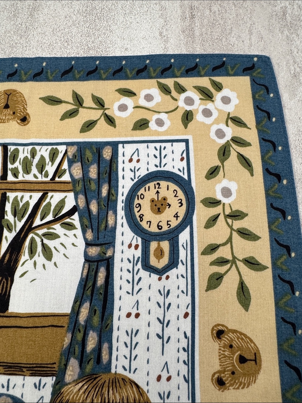 La Mairie Collection Teddy Bear Print Pocket Square - Blue & Cream - Picture 3 of 5